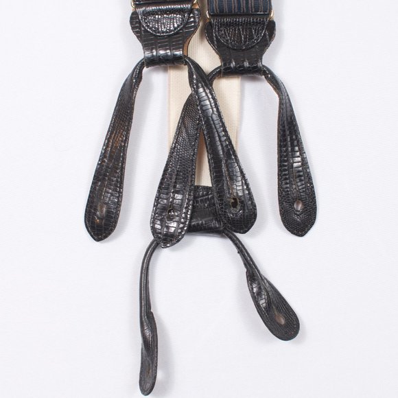 Trafalgar Men's Suspenders  Navy beige Striped Silk - Picture 2 of 5